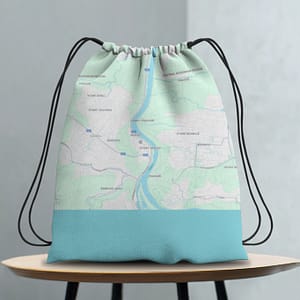 Aqua Wanderlust Drawstring Bag